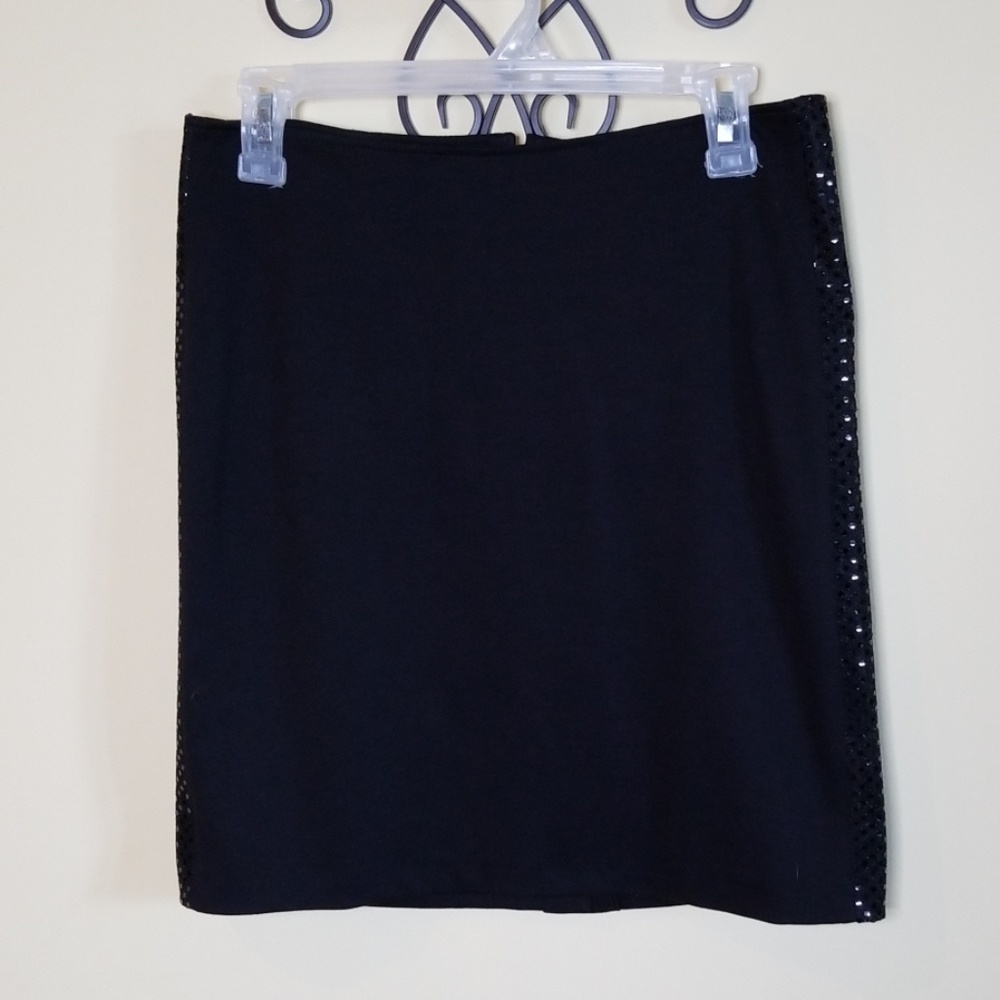 Steilmann short black skirt mini embellished sides sz 6 pencil skirt